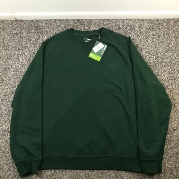 NWT LL Bean Sweatshirt Comfort Camp Crewneck Raglan Green Mens 3XL $70